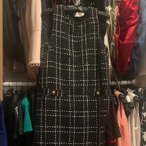 Black and White Plaid Sleeveless Dress